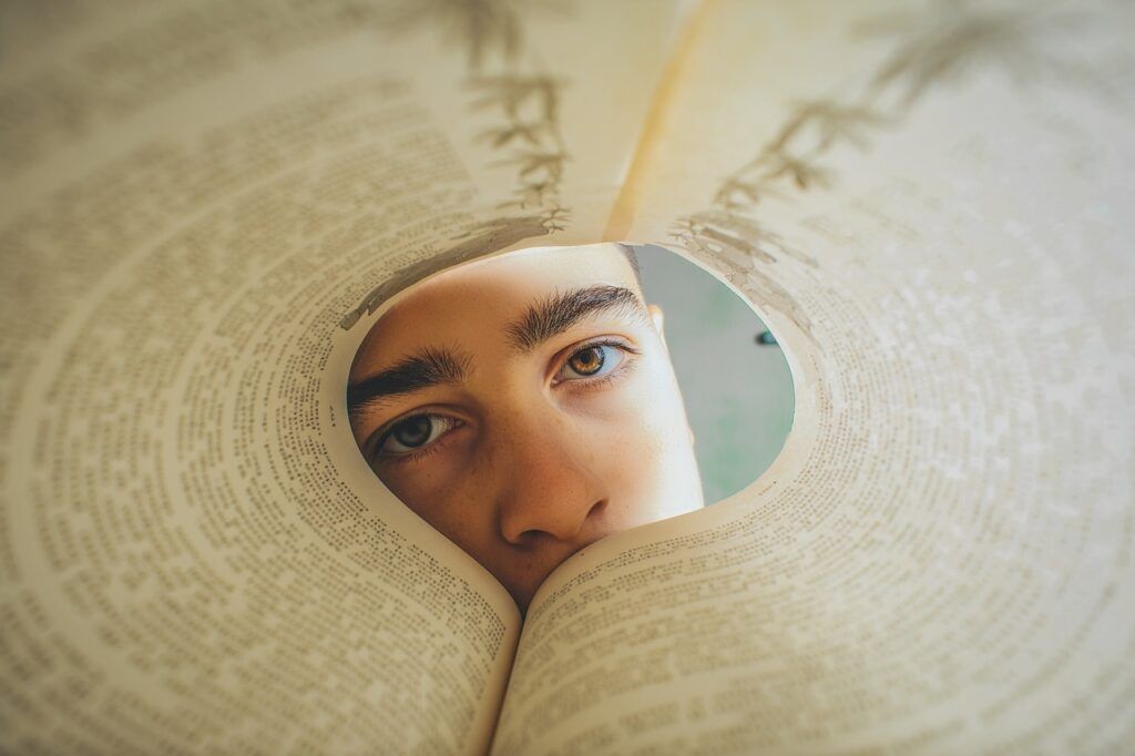 eyes, boy, book